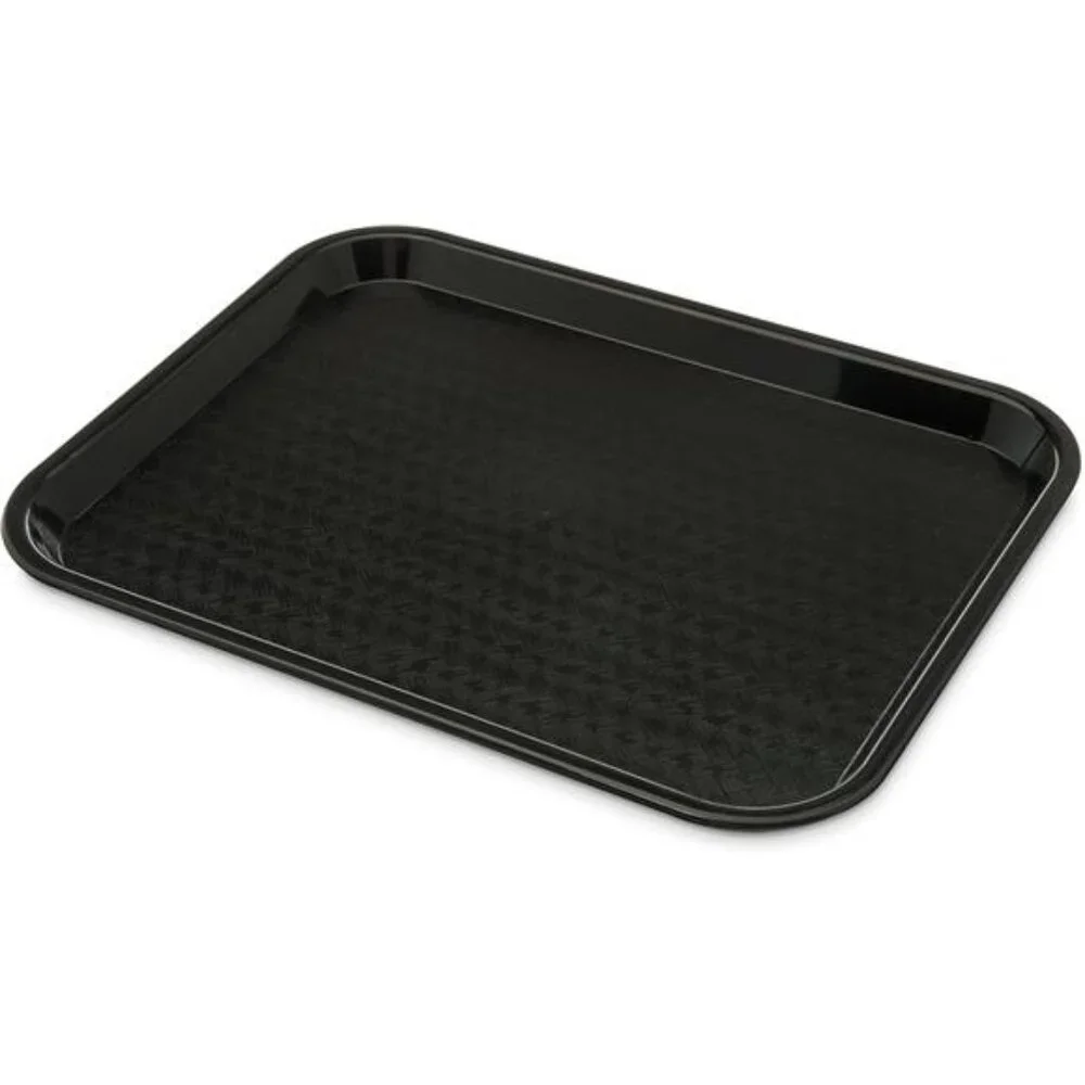Plastic Cafeteria Food Tray Black Stackable Fast Food Serving Tray 14x10